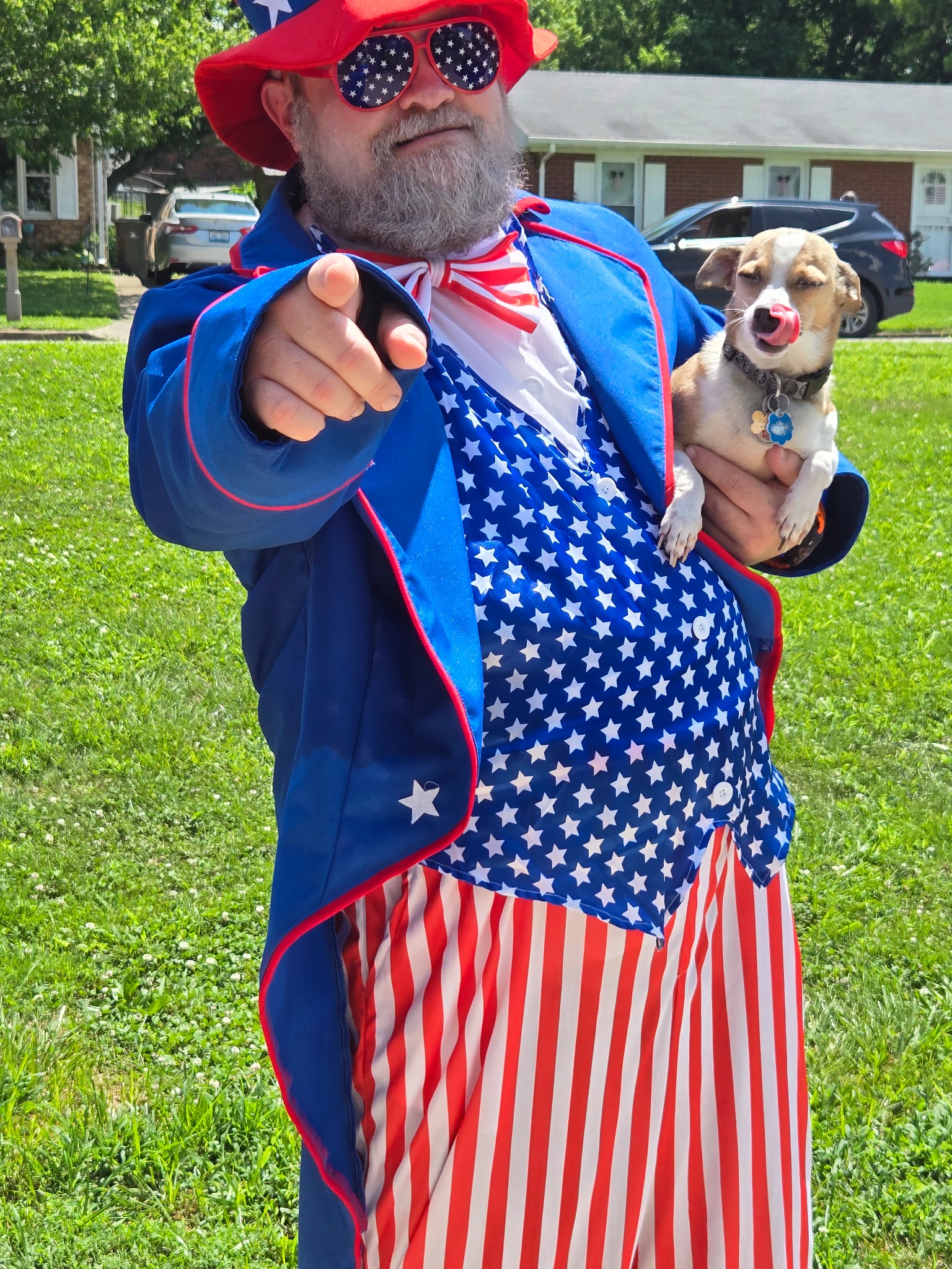Uncle Sam during a pet-friendly appearance